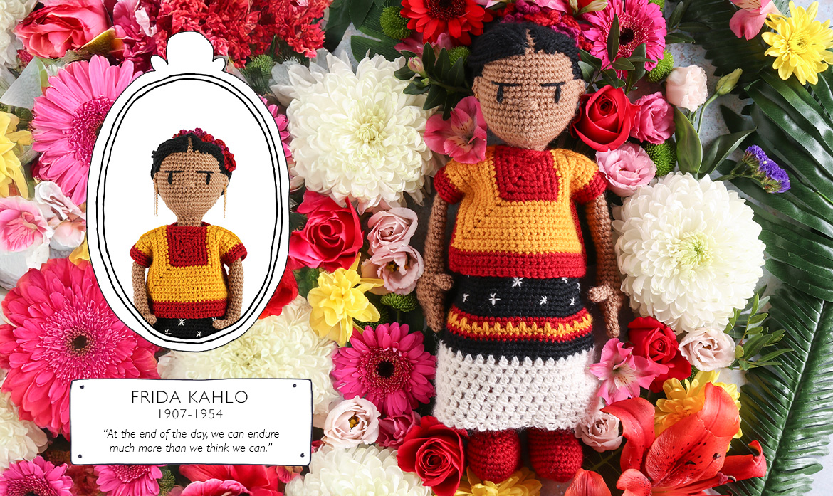 Frida Kahlo international womens day crochet doll
